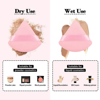 8Pcs of Triangular Powder Puff Makeup Sponges, Made of Super-soft Velvet, Designed for Contouring, Eye, and Corner, Beauty Blender Foundation Mixing Container.(Black)