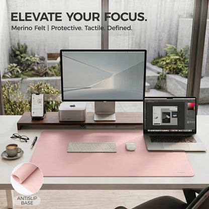 PROMATTOO Large Desk Pad Non-Slip Desk Mat Protector for Keyboard Mouse Waterproof Vegan Leather Surface Faux Leather Laptop Mat Smooth Mouse Pad Premium Gift Tube Sakura Pink 47" x 17"