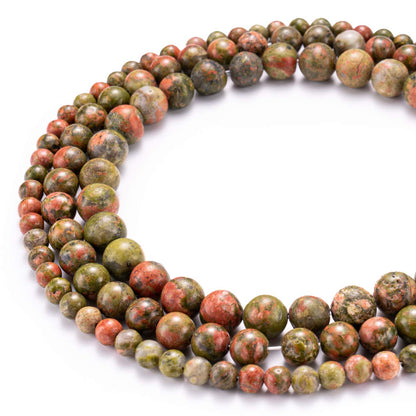 BEADIA Natural Unakite Stone Round Loose Semi Gemstone Beads for Jewelry Making 8MM 44PCS