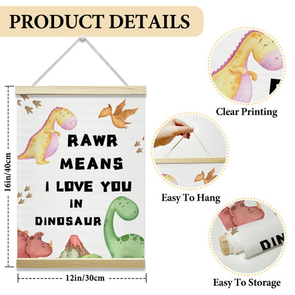 Nopoben Dinosaurs Poster Hanger Frame, Dinosaurs Wall Art With Wooden Poster Hanger, Boys Room Wall Decor, Boys Playroom Kids Toddler Room Decor(12x16 Inches)-31