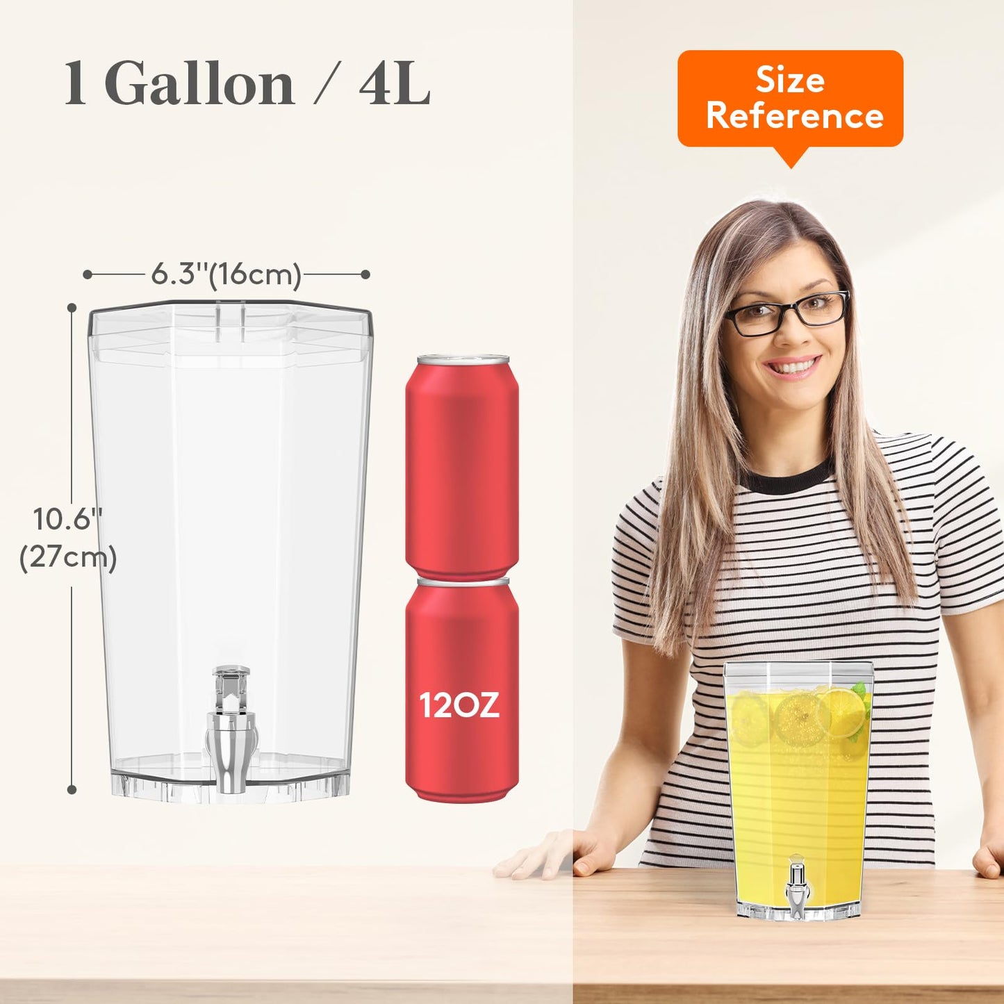 Lifewit 1 Gallon Drinks Dispense for Partiesr, Small Beer Dispenser, Plastic Beverage Pitcher for Cocktail, Soda, Tea, Juice Container for Lenmonade Stand, Mimosa Bar Supplies, 27 x 16 cm/10x6" 2 Pcs