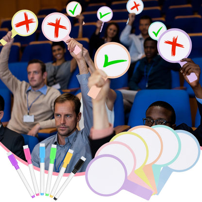 30 Sets Dry Erase Answer Paddle with 30 Markers Handheld Double Sided White Boards Colorful Flip Answer Dry Erase Paddles Small White Boards for Learners Teacher Home Classroom Office Supplies