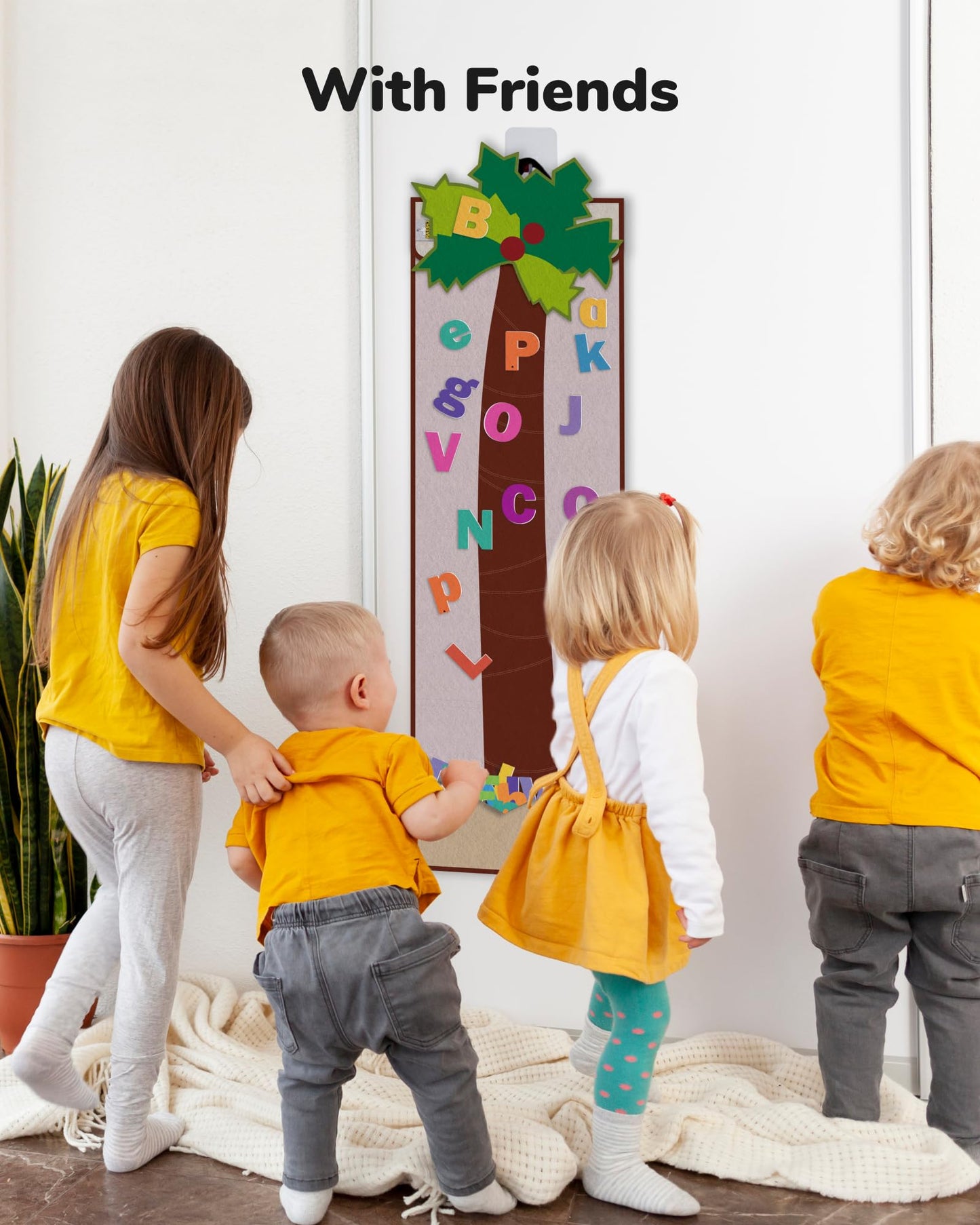 CHEFAN Letter Tree, Coconut Tree Alphabet Bag for Early Education Storytelling, Felt Story Board Set Props from The Childhood Favorite Book, Felt Board for Wall Teaching Home Classroom Play