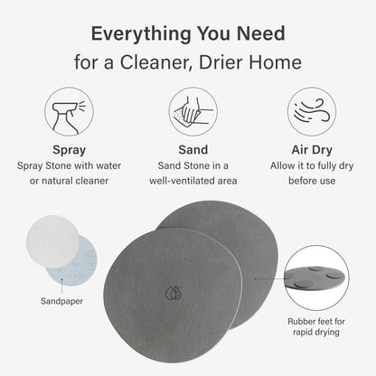 Dorai Home Stone Plant Pots Saucer Set 11.8" - Diatomite Water-Absorbing Trays for Indoor Plants, Ideal for Shelves & Floors | Pack of 2 Large