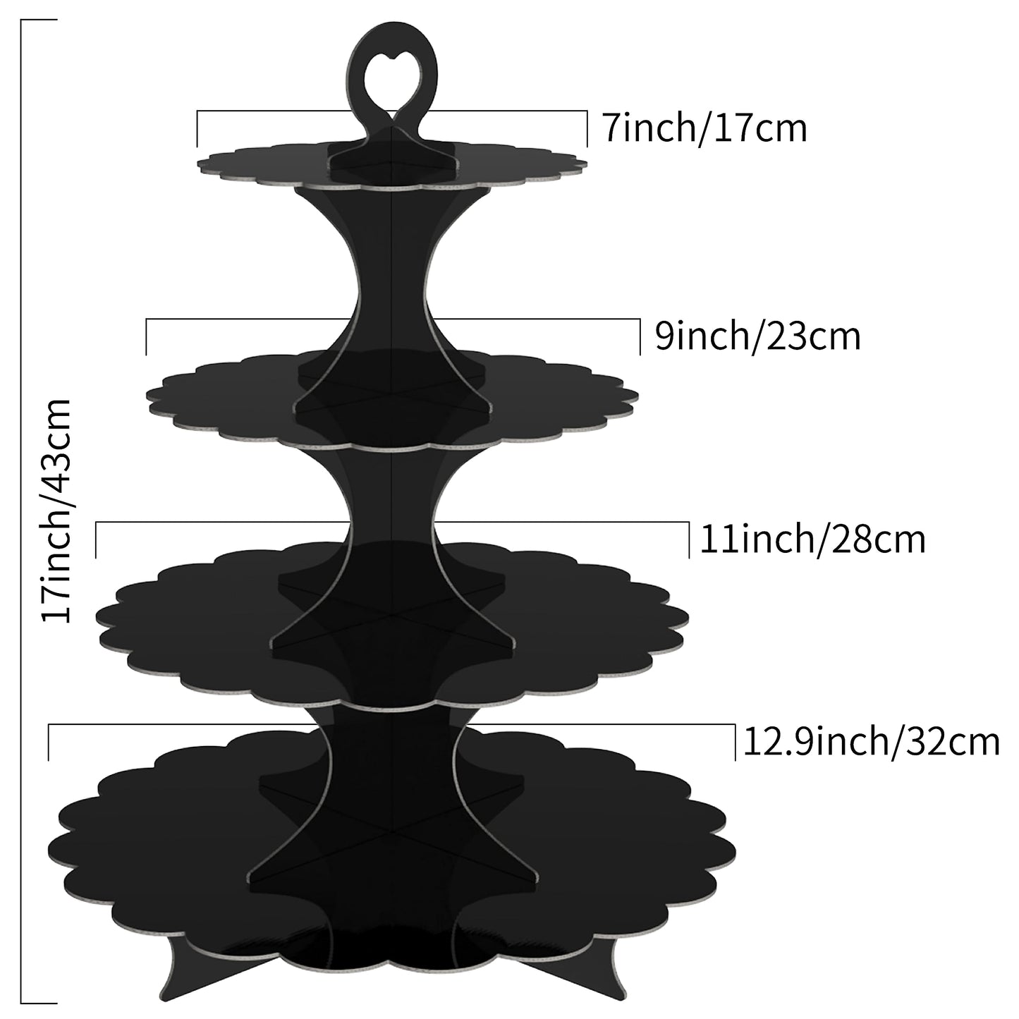 Humlindo 4-Tier Round Black Cupcake Stand, 2 Pack – Elegant Dessert Display for Weddings, Parties, Birthdays