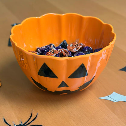 UP Halloween Pumpkin Melamine Candy Bowl, Mixing Bowl for Charcuterie, Food, Fruit, Salad, and Snack, BPA-Free, Dishwasher Safe, Shatter-Proof, Orange, 9 Inch