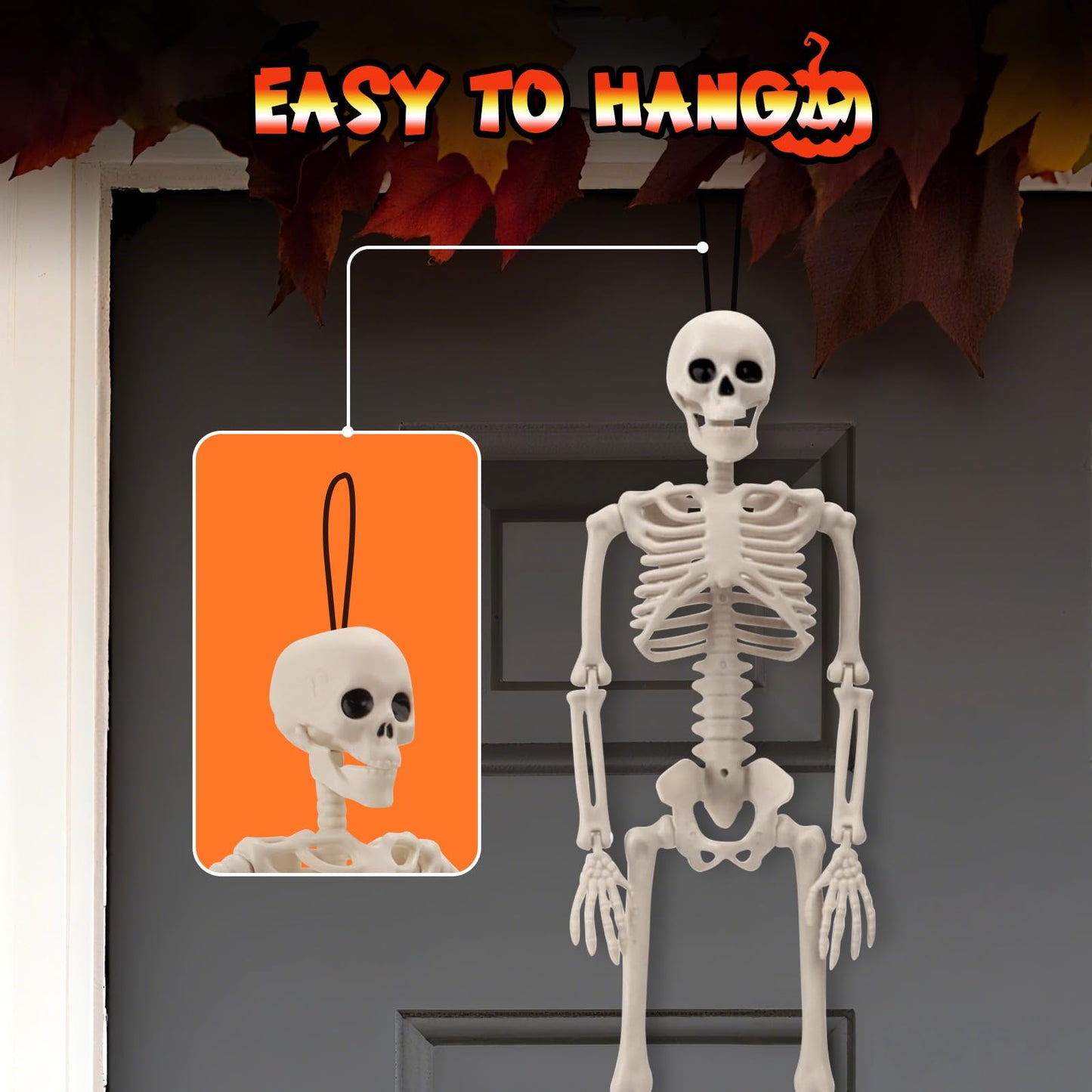 Crogift 6 PCS Skeletons for Halloween 16 Inches, Full Body Posable Hanging Skeleton with Movable Joints for Halloween Party Decor Indoor and Outdoor Spooky Scary Yard Lawn Garden Patio Haunted House