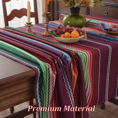 SASTYBALE Mexican Tablecloth 52x70 Inch Rectangle Halloween Cinco De Mayo Mexico Fiesta Day of The Dead Stripes Table Cloth Waterproof Washable Seasonal Fabirc Table Cover for Party Picnic Dining
