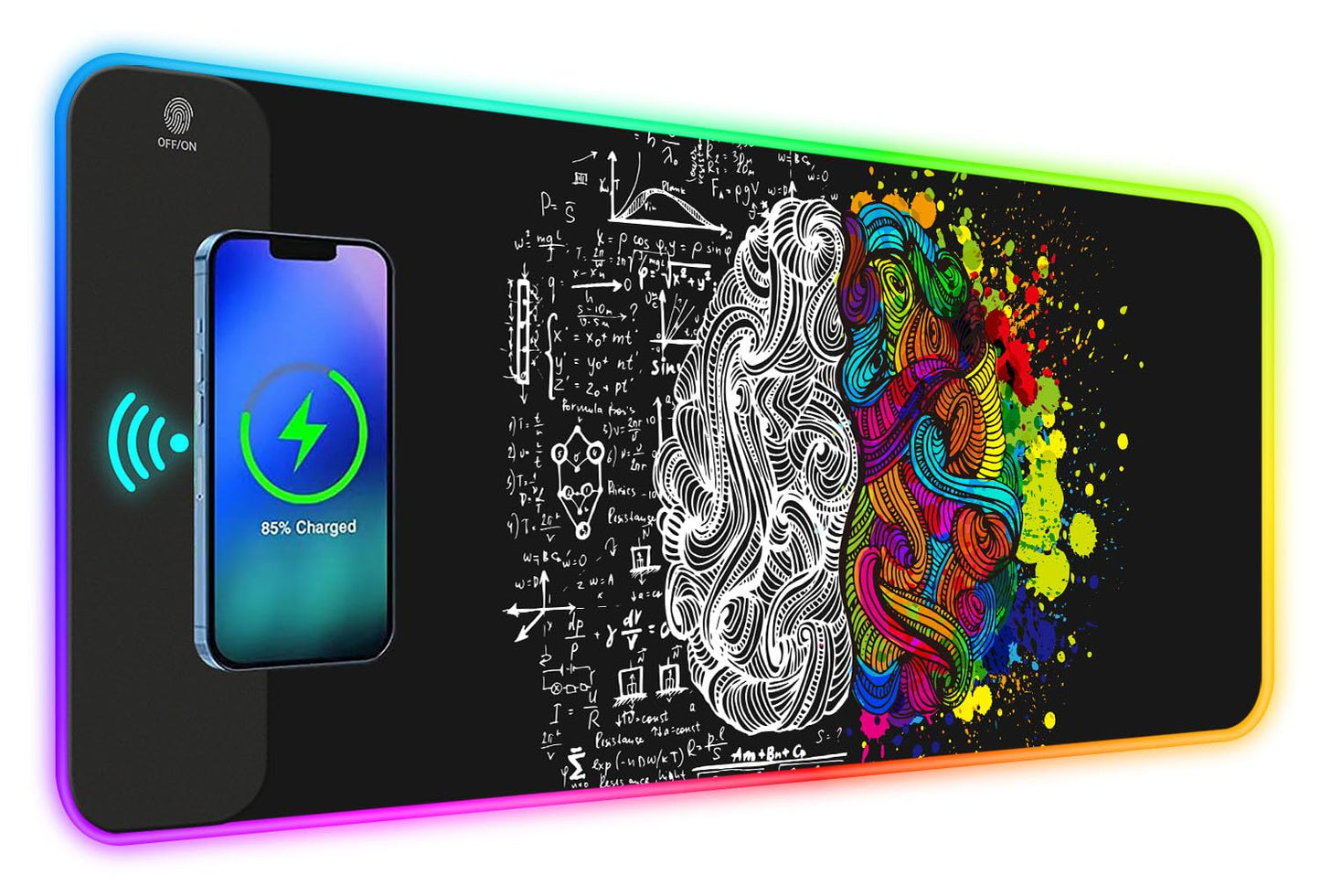ToLuLu RGB Gaming Wireless Charging Mouse Pad, 5/7.5/10/15W 10 Light Modes LED Mouse Pad Computer Keyboard Mat Mousepad, 800x300x4MM Extended Large Desk Mat for Gaming, MacBook, Laptop, PC, Galaxy
