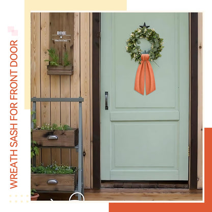 2 Pcs Orange Wreath Sash for Front Door Linen Wreath Ribbon Bow for Fall Yard Porch Garland Home Decor