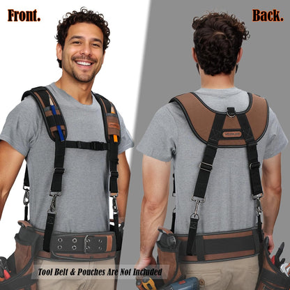 WELKINLAND Heavy Duty Tool Belt Suspender, Comfy Padded Tool Belt Suspender, Fully-Adjustable Tool Bag Suspenders, RipStop Suspenders For Tool Belt, Tool Belt Suspenders For Men/Carpenter