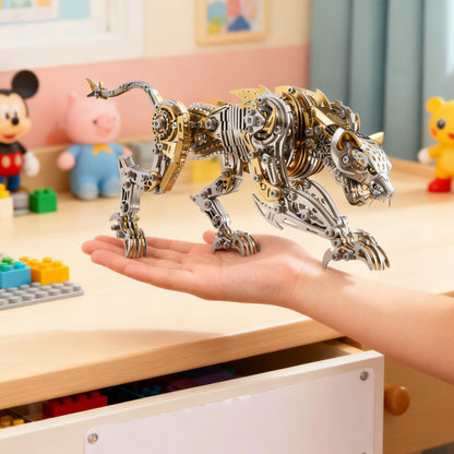 3D Metal Puzzle for Adults,Mechanical Cheetah Puzzle Building Set，3D Metal Model Kit, Brain Teaser Puzzles DIY Assembling for Stress Relief - A Collectible Gift for a man (Cheetah)