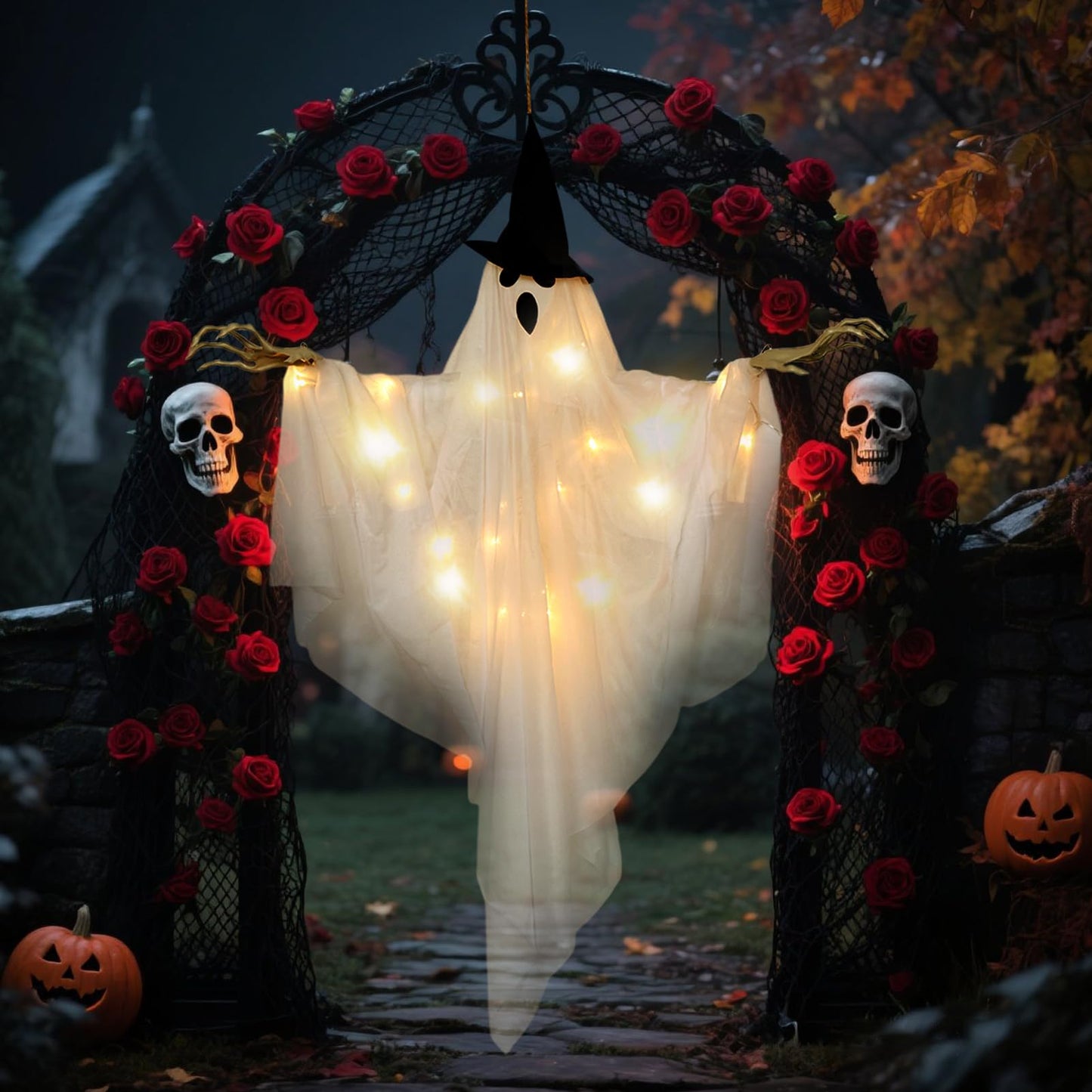 Easy Joy Ghost Decor Halloween Decorations Large Hanging Swing Ghost Halloween Decor for Outdoor Indoor