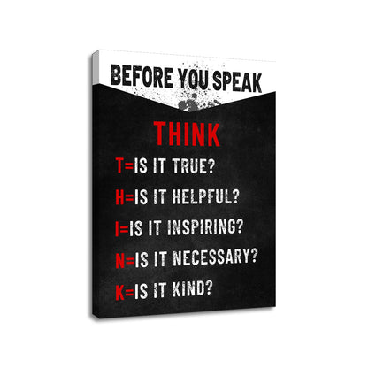 Inspirational Poster Wall Art Think Entrepreneur Positive Quotes Print on Canvas Motivational Signs Picture Painting Wall Decor Artwork for Modern Home Bedroom Gym Stretched and Framed [18''Wx24''H]