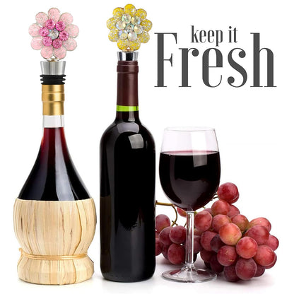 Flower Wine Stoppers Wine Corks Reusable Wine Bottle Stoppers Cute Floral Wine Stoppers Wine Accessories for Kitchen Holiday Party Wedding Birthday Gifts