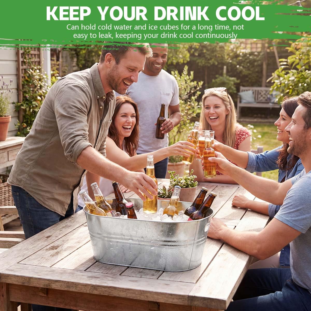 OBTANIM 3 Pack 4 Gallon Galvanized Ice Buckets Metal Champagne Drink Cooler Storage Ice Tub with Handles for Beer Cocktails Wine Beverage Home Parties Bar Cooling Supplies