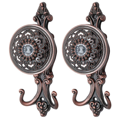 Xiaoyztan Curtain Holdbacks,Antique Metal Red Bronze Curtain Holdbacks Elegant Vintage Drapery Tiebacks Holdback Clothes Hanger,Pack of 2