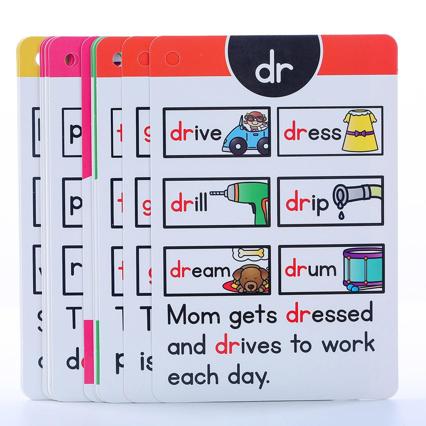 Phonics Flashcards for Early Learning with Pictures & Words, Vocabulary Building Cards Preschool Educational Tool Educational Flashcards