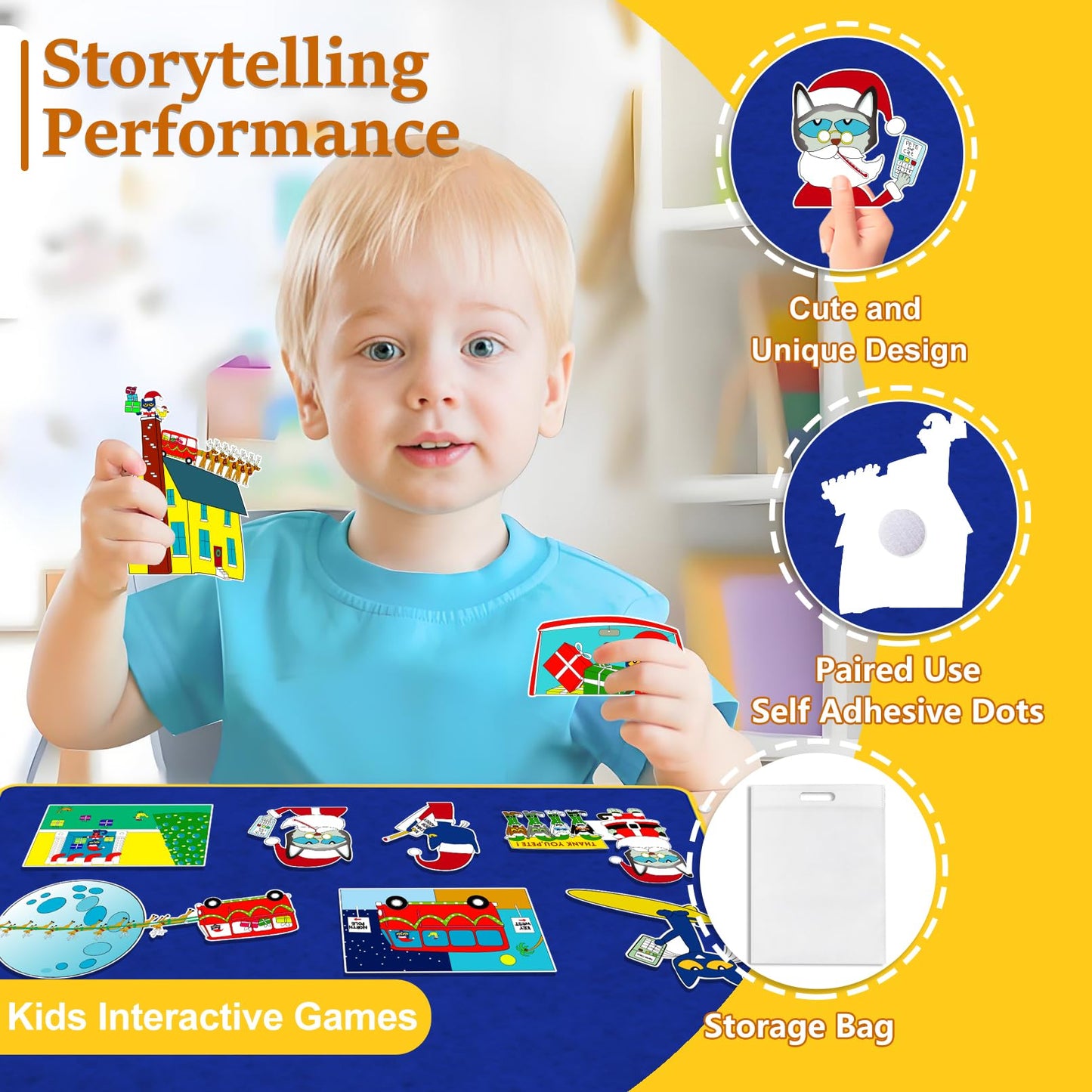 Ai fsem Pete's Saves Christmas Felt Board Story Sets Toddler Interactive Toys Flannel Board Stories for Preschool Storytelling Learning Education Toys