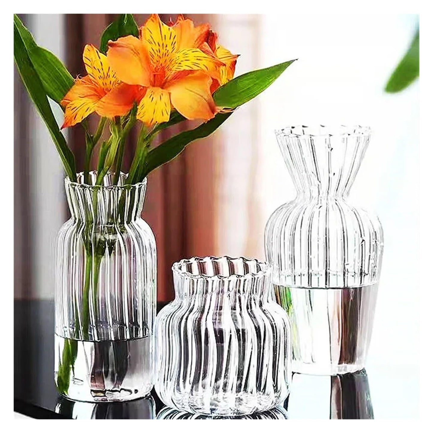 Transparent Hydroponic Vases Container Bottle Plant Arrangement Glass Table Creative Terrarium Flower Pot(4.5X13X6CM)