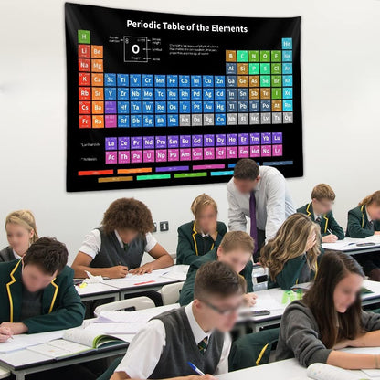 Sanzugh Periodic Table of Elements Poster Tapestry, Science Lab Chemistry Educational Decor Art Tapestries Wall Hanging for Classroom Kids Bedroom Dorm Teacher Office Desk Decor 80X60