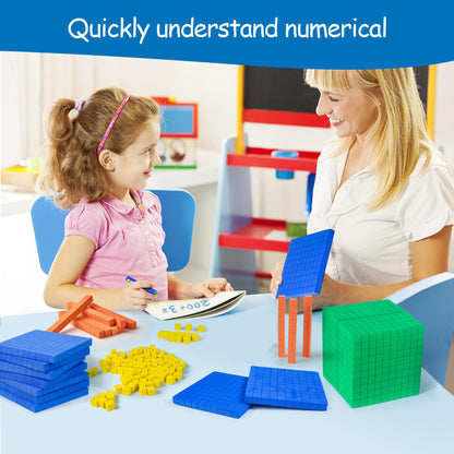 stochastic box Foam Base Ten Set for Math 131 PCS Place Value Blocks,Counting Cubes for Kids Math,Base 10 Math Manipulatives for Early Counting Math Toy in School Home