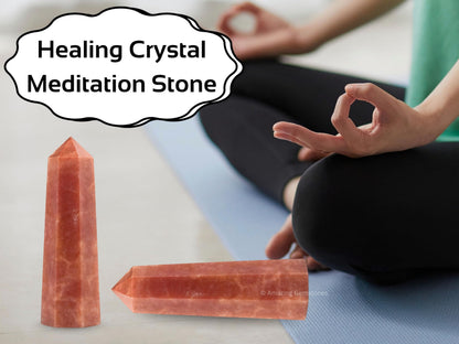 Amazing Gemstone Strawberry Quartz Crystal Towers - Natural Healing Crystal Point Obelisk for Reiki Healing and Crystal Grid (3" to 4" INCH)