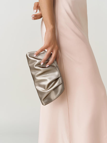 SWEETV Dressy Vegan Leather Clutch Purse for Women Formal, Soft Pleated PU Evening Clutch for Weddings, Proms, Cocktail-Gemma