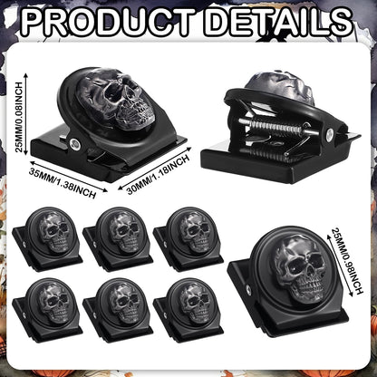 AceOrbit 12 Pcs Skull Fridge Magnets Ghost Refrigerator Magnetic Clips Decorative Magnets Metal Magnet Clips for Christmas Fridge Gift Classroom Kitchen Office