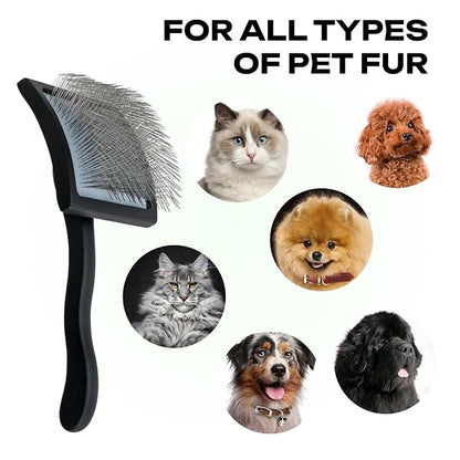 Natural Wooden Grooming Brush for Pets – Long Metal Pins Slicker for Dogs & Cats