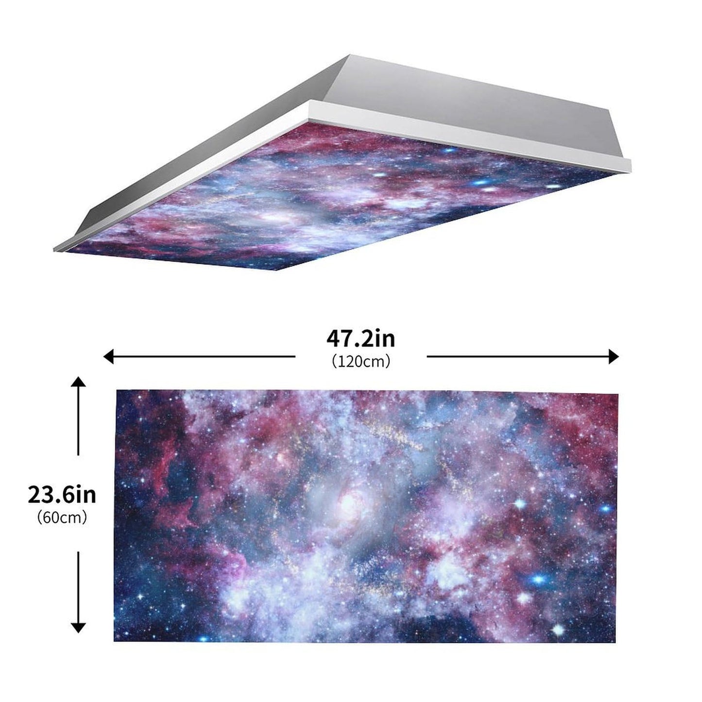 2PCS Magnetic Fluorescent Light Covers - Starry Universe Filters for Classroom & Home Office Drop Ceiling Lamps, 4x2Feet