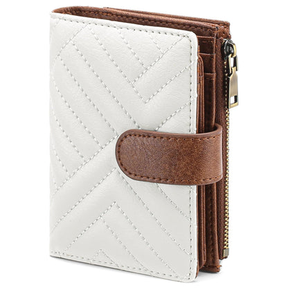 GAEKEAO Small Wallets for Women Vegan Leather RFID Blocking Bifold Zipper Pocket Wallet Card Case Purse with ID Window