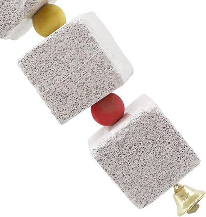 2 Pack Large Bird Chewing Toy, Parrot Beak Grinding Calcium Stone with Bells, Bird Cage Accessories, Cage Toys for Cockatiel Parakeet Parrot Budgies Rat Hamster Chinchilla Rabbit Bunny African Grey