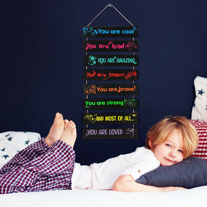 Maitys Game Room Decor for Boys Bedroom, Inspirational Wall Decoration, Wood Gaming Room Decor for Boys Playroom, Christmas Hanging Plaques Signs for Teen Gamer Bedroom