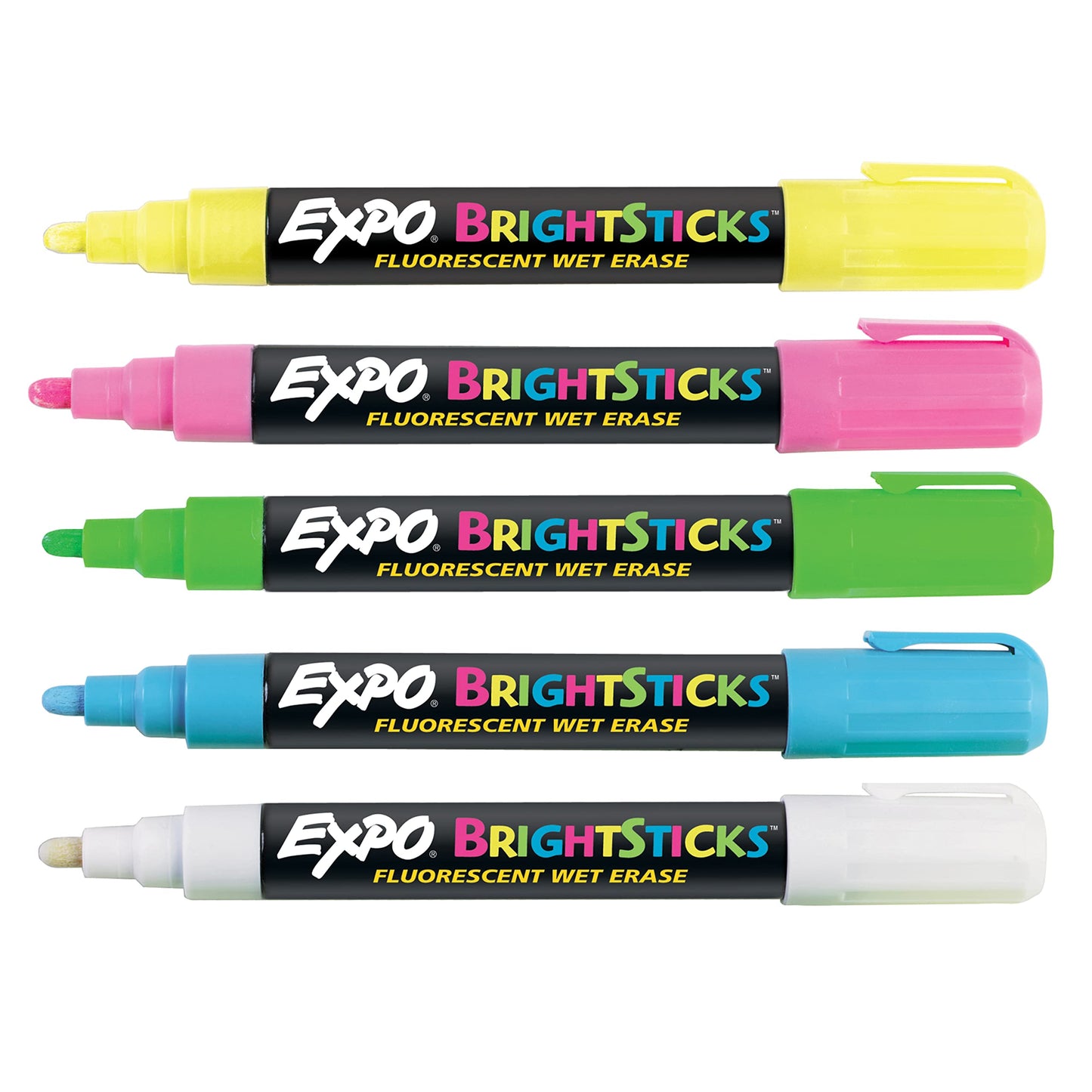 EXPO Bright Sticks, Wet Erase Fluorescent Markers, Bullet Tip, 5 Count - Whiteboard, Calendar, Organization, Teacher Supplies