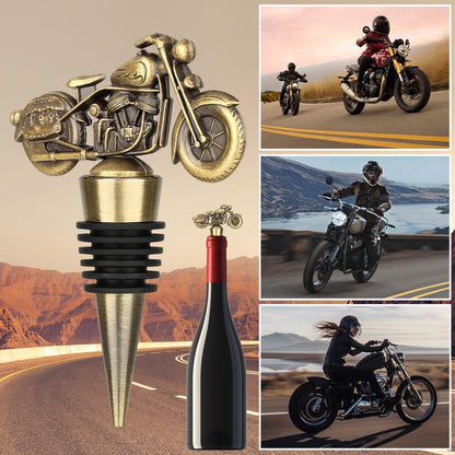 LULLEA Motorcycle Wine Bottle Stopper, Unique Motorcycle Gifts Wine Gifts for Men Women, Father's Day, Christmas, Birthday Gifts for Bikers, Wine Saver, Bronze with Bag
