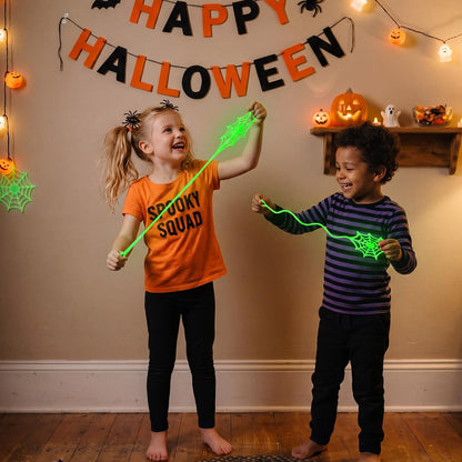 Thenshop 60 Pcs Halloween Sticky Spider Web Party Favors Glow in the Dark Sticky Web Hand Toys for Kids 6.3 Inch Goodie Bag Stuffers for Classroom Prizes Birthday Party Supplies