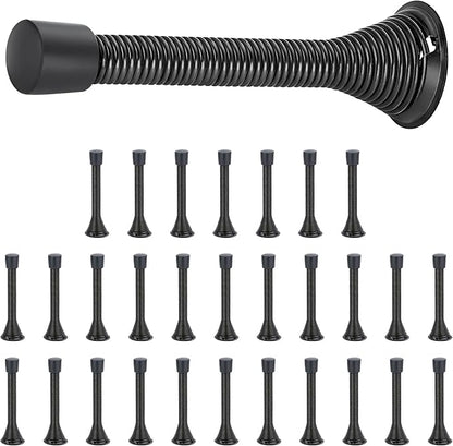 Ravinte Door Stoppers, 30 Pack Black Spring Door Stops with Rubber Bumper, Door Stoppers for Bottom of Door