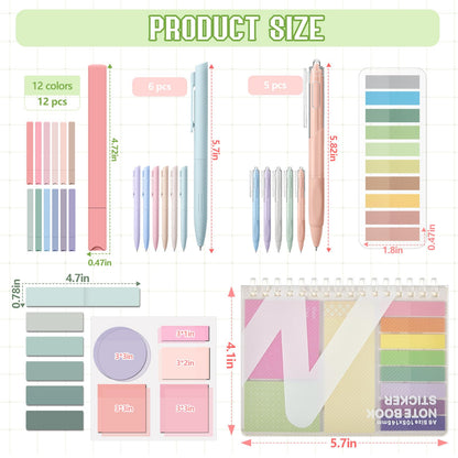 Jutom 41 Pcs Aesthetic Book Annotation Kit with Pencil Bag Bible Journaling Kit Notebook Sticky Note Tab Highlighter Black Ink Pen Page Marker School Office Supplies Christmas Bible Lover Gift(Green)