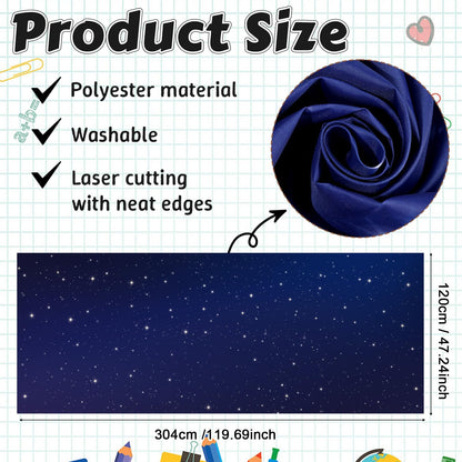 120x47 in Bulletin Board Fabric Background Back to School Classroom Decoration Large Polyester Photography Backdrop for Class Home Office Wall Decor Pillows Curtains Crafts Starry