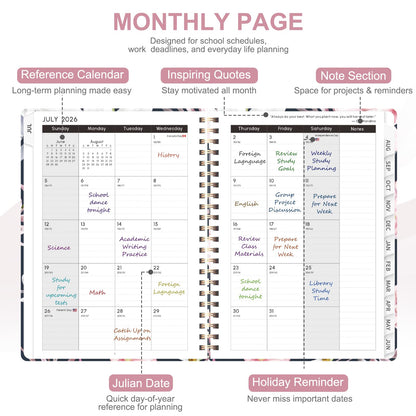 Planner 2026-2027, Weekly and Monthly Academic Planner, July 2026 - June 2027, Hardcover Calendar Agenda Book for School Year Planning, School Supplies for Teacher and Student, A5(6.3'' x 8.5'')