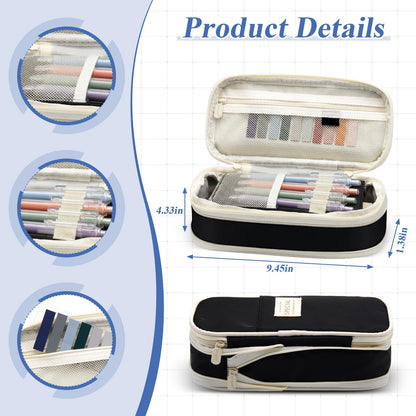 Jutom 39 Pcs Aesthetic Book Annotation Kit Highlighter with Case Bag Gel Pen Transparent Sticky Note Taking Bible Supplies(Black,Cute Style)