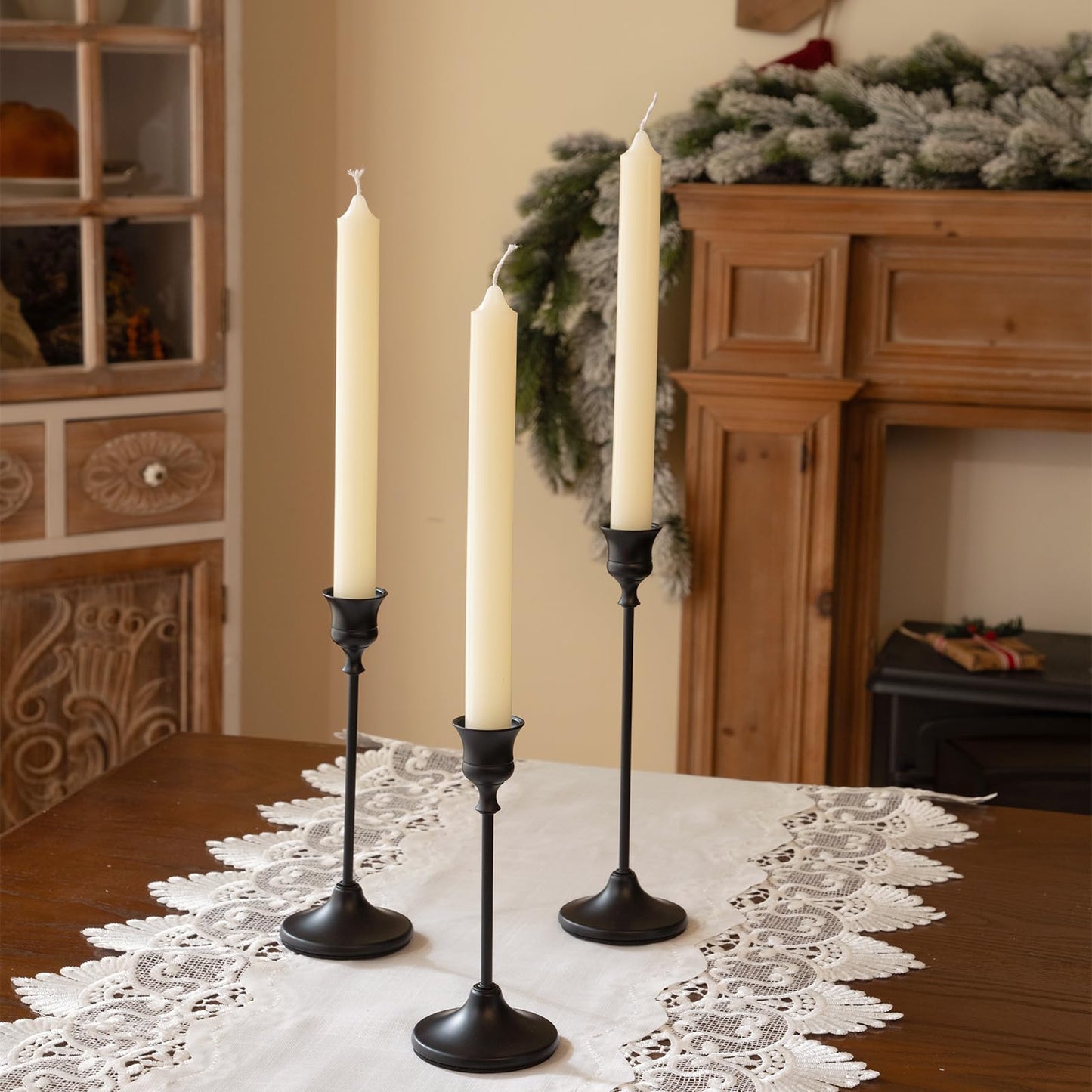 CHILL RECIPE Black Candlestick Holder Tall Taper Candle Holder for Home Decor Table Centerpiece Party Festival Decorations Halloween Decoration (2 Set 6Pcs)
