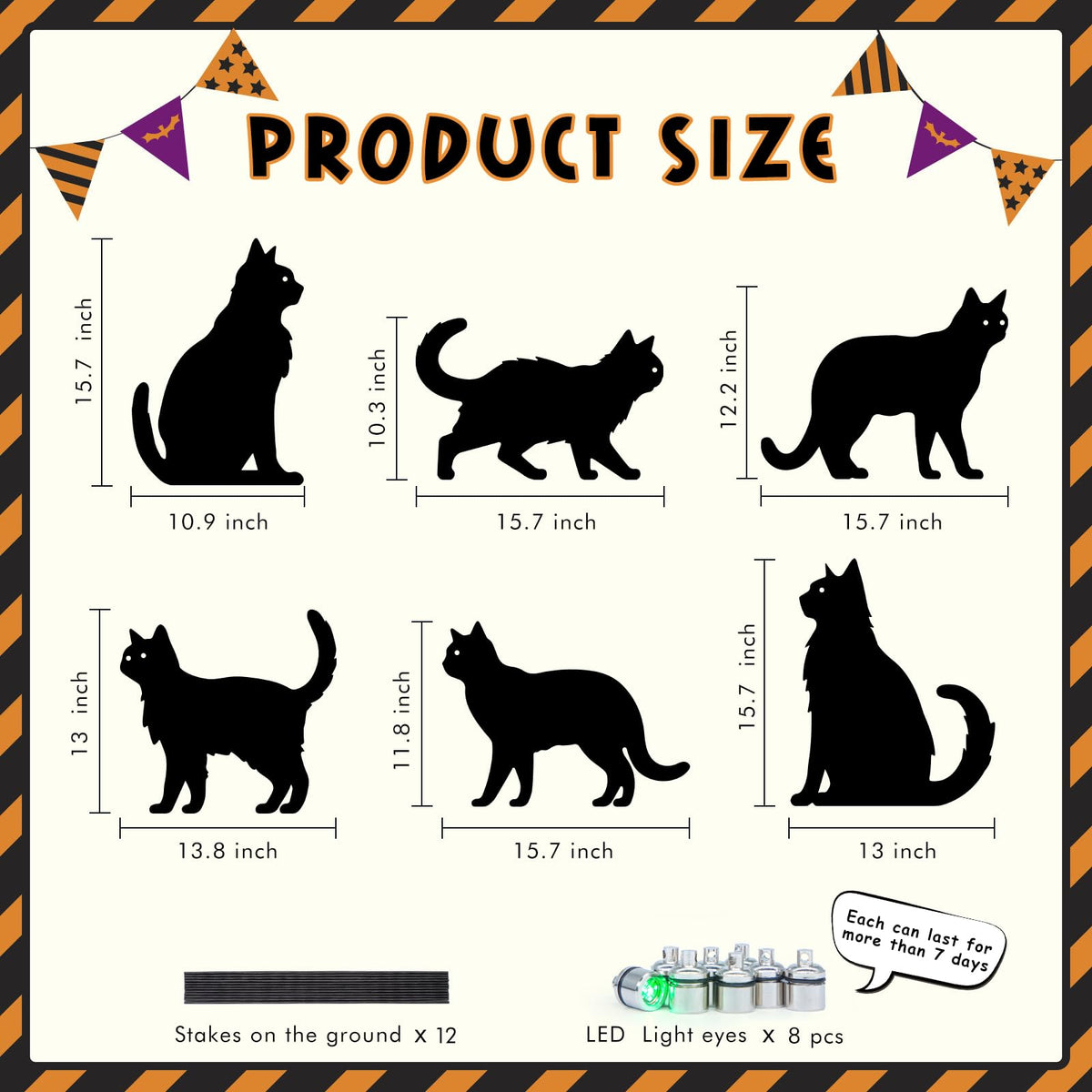sewrung 6 Pcs Black Cat Halloween Decorations Plastic Yard Signs with Stakes,Halloween Decorations Outdoor, Scary Silhouette with Glow in Dark Eyes for Outdoor Yard Lawn Garden Halloween Décor