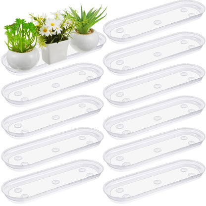 Juexica 10 Pcs 14 x 4.6 Inch Plant Tray Plastic Plant Saucer Window Sill Tray Rectangular Drip Trays Plastic Oval for Indoors Flower Pots for Window Sills and Shelf