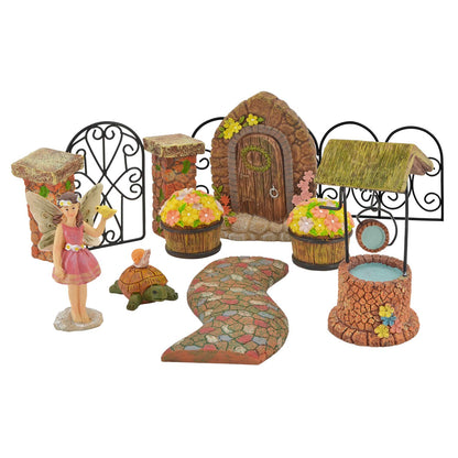 Arcadia Garden Products Pebble Lane Polyresin Fairy Garden Kit (11-Piece), FG34 (FG34)