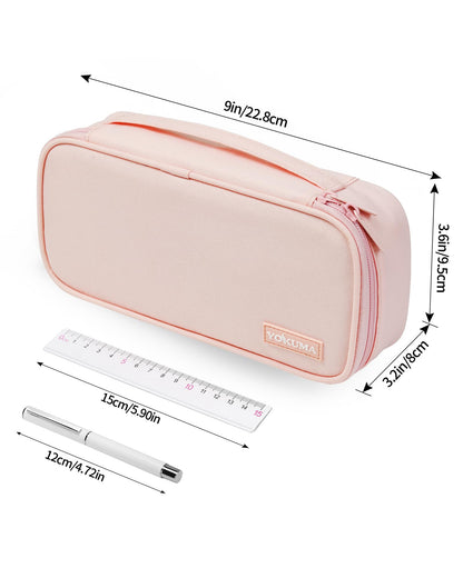YOKUMA Cute Pencil Case for Girls, Large Pencil Pouch, Zipper Pencil Box, Aesthetic Pen Bag School Supplies for Student Teen College Adults, Pink