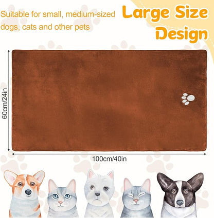 Dog Towels for Drying Dogs Large, Absorbent Microfiber Dogs Bath Towel, 40 x 24 Inch Soft Pet Grooming Towel, Dog Shower & Bath Supplies(Brown)