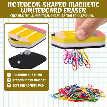 YooNotee 48 Pack Pencil Magnetic Dry Erase Erasers 2x2 Inch, Mini Whiteboard Dry Erasers Back to School Supplies Chalkboard Cleaning Pads for Classroom Office Kindergarten Decor