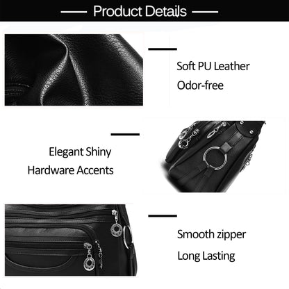 XSDTYYLQ Handbags for Women 2026,Black Crossbody Purse,Lightweight Leather Shoulder Bag(Classic Black)